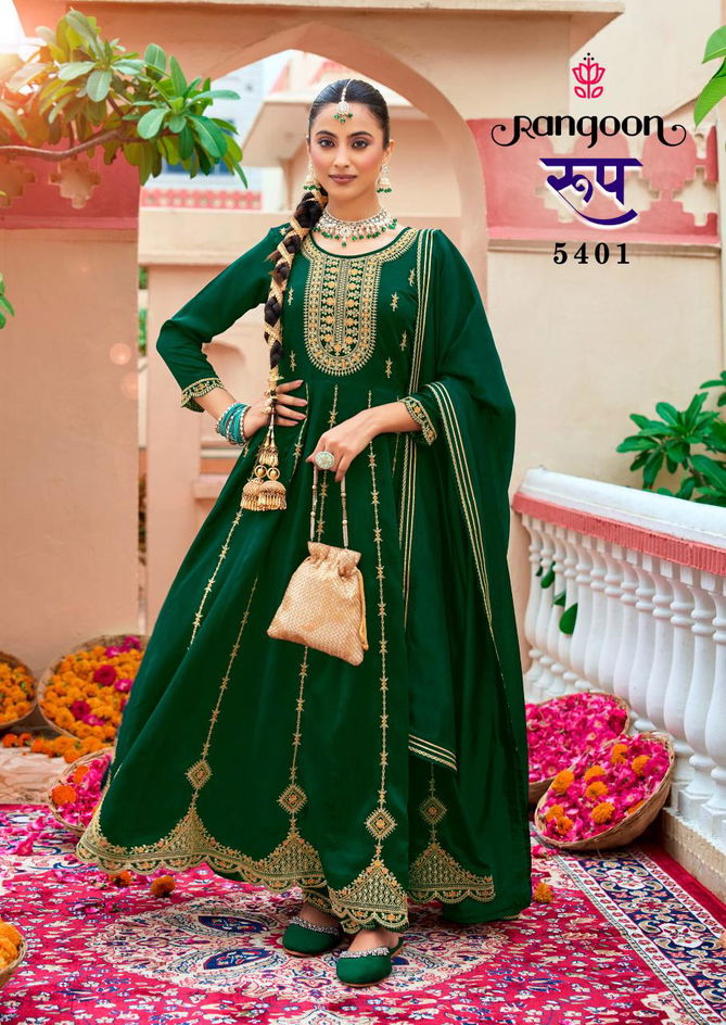 Roop By Rangoon Silk Anarkali Kurti With Bottom Dupatta Wholesalers In India